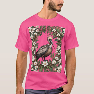 Pelikanvogel umgeben von Magnolienblüten Oversize T-Shirt