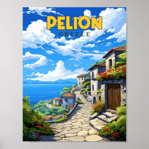 Pelion Griechenland vintage Reiseillustration Poster