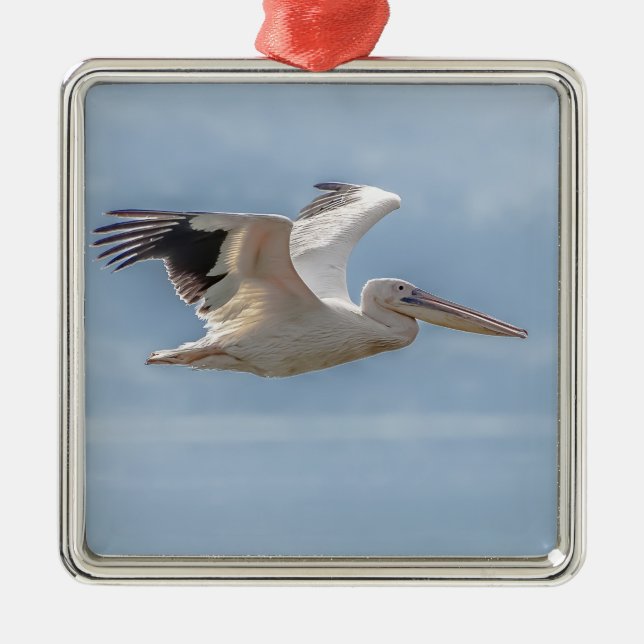 Pellican im Flug Ornament Aus Metall (Vorne)