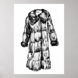 Pelz Coat Fashion Sketch Poster