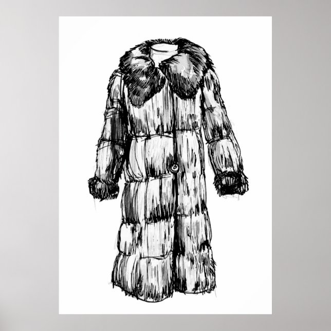 Pelz Coat Fashion Sketch Poster (Vorne)
