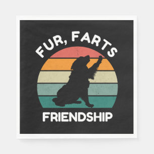 Pelz, Furzen, Freundschaft - Funny Dog Lover Retro Serviette