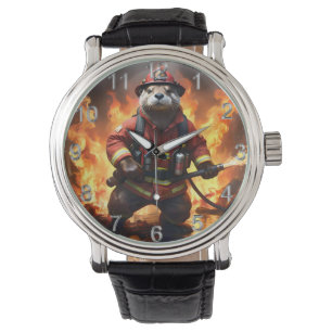 Pelz und Flammen: Der Otter-Feuerwehrmann beim Rüc Armbanduhr