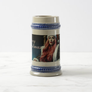 Pelz- und Lederdiva – Frohe Weihnachten Bierglas