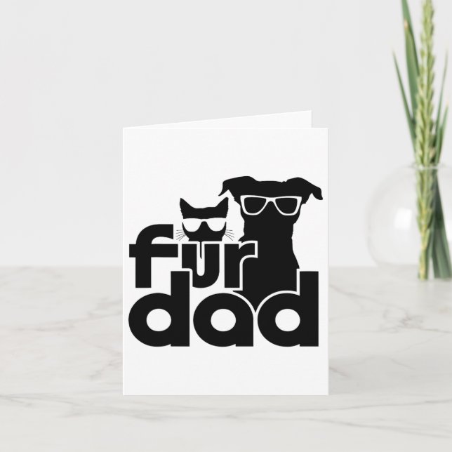 Pelze Vater Funny Vathday Shirts Katze und Hund Lo Karte (Vorderseite)
