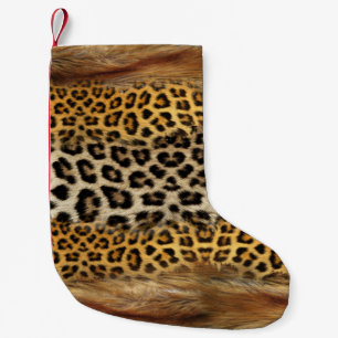 Pelzstruktur: Fuchs und Leopard. Kleiner Weihnachtsstrumpf