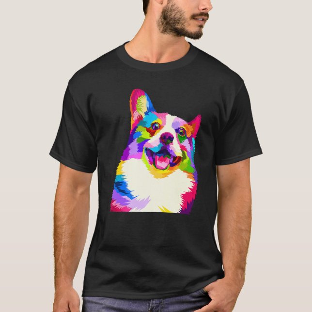 Pem Welsh Corgi Pop Gemütliches Portrait T-Shirt (Vorderseite)