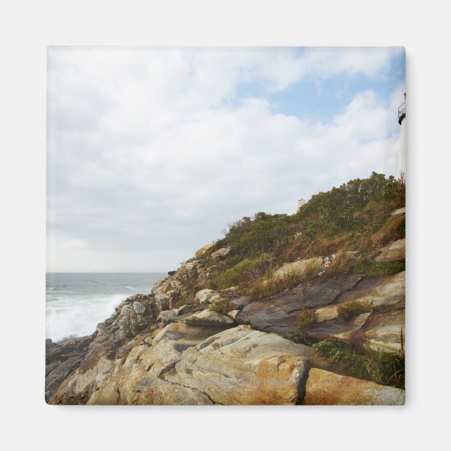 Pemaquid Point Leuchtturm auf einer Felshälfte Magnet (Vorne)