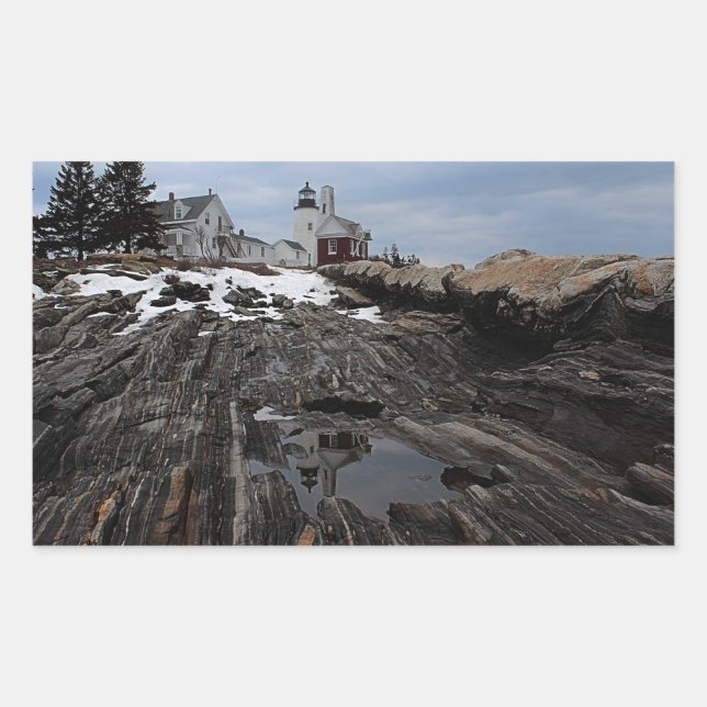 Pemaquid Point Lighthouse Rechteckiger Aufkleber (Vorderseite)