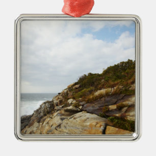 Pemaquid Punkt-Leuchtturm auf einem felsigen Silbernes Ornament