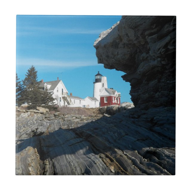 Pemaquid Punkt-Leuchtturm Fliese (Vorderseite)