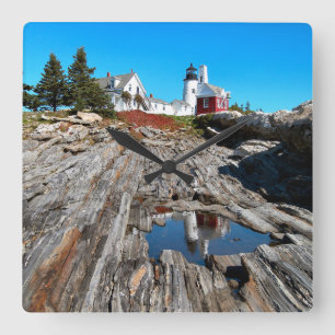 Pemaquid Punkt-Leuchtturm, Maine Quadratische Wanduhr