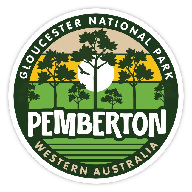 Pemberton, Western Australien Aufkleber (Pemberton, Gloucester National Park Western Australia Retro Round Sticker)