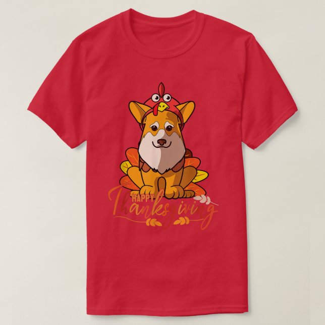 Pembroke Corgi Dog grüßt Thanksgiving T-Shirt (Design vorne)