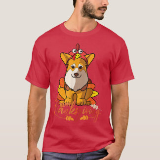 Pembroke Corgi Dog grüßt Thanksgiving T-Shirt
