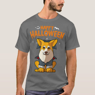 Pembroke Corgi Dog Halloween Kostüm Vampire Dracu T-Shirt