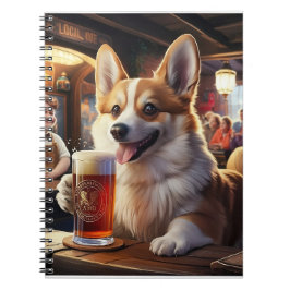 Pembroke Corgi Drink a Beer im Pub Notizblock