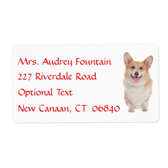 Pembroke Corgi Name Rücksendeadresse Mailing Label (Vorne)