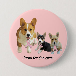 Pembroke-Walisercorgi-Brustkrebs-Knopf Button