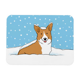 Pembroke-Walisercorgi-glücklicher Schnee-Hund Magnet