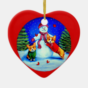 Pembroke-Walisercorgi-Herz-Verzierung Keramik Ornament