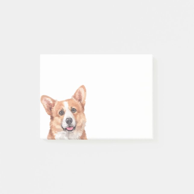 Pembroke-Walisercorgi-Hundehaustier-Aquarell Post-it Klebezettel (Vorderseite)