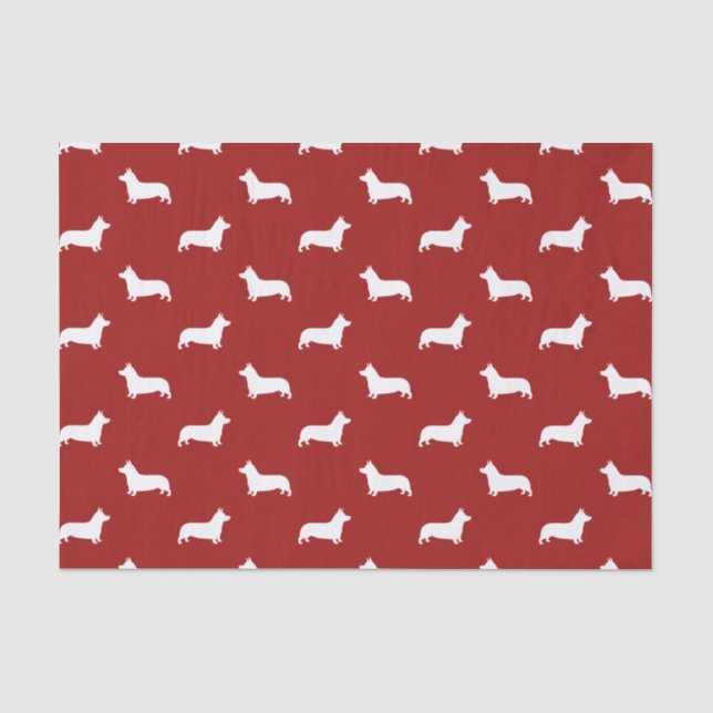 Pembroke-Walisercorgi-Silhouette-Muster Seidenpapier (Vorderseite)