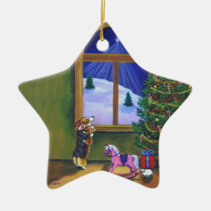 Pembroke-Walisercorgi-Stern-Verzierung Keramikornament