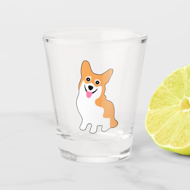 Pembroke-Walisercorgi-Welpe Schnapsglas (Vorderseite)