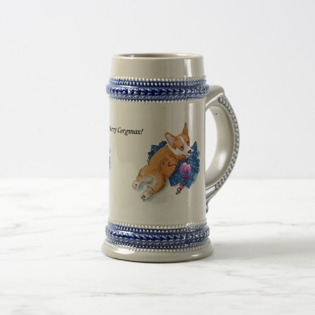 Pembroke Welpen Weihnachten Bierglas (VorderseiteRechts)