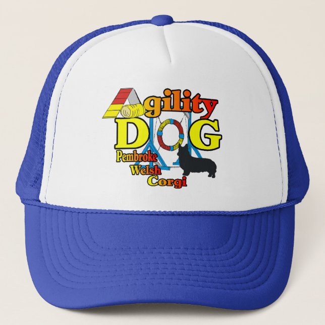 Pembroke Welsh Corgi Agility Shirts Geschenke Truckerkappe (Vorderseite)