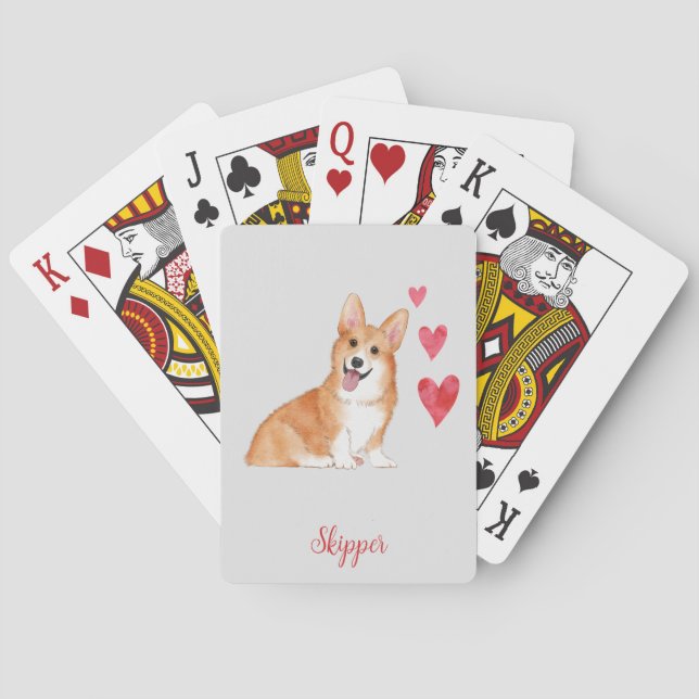 Pembroke Welsh Corgi Benutzerdefinierter Text Spielkarten (Rückseite)