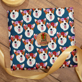 Pembroke Welsh Corgi Blue Cartoon Wrapping Paper Geschenkpapier