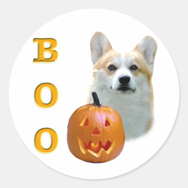 Pembroke Welsh Corgi Boo Runder Aufkleber (Vorderseite)