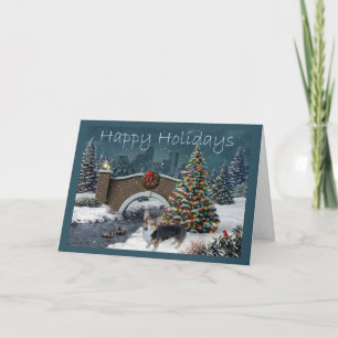 Pembroke Welsh Corgi Carte de Noël Soirée