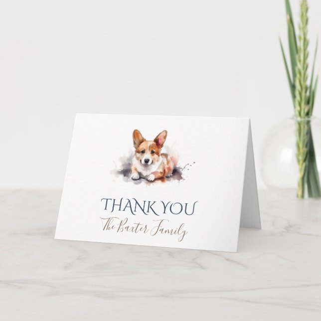 Pembroke Welsh Corgi Carte de remerciements d'aqua (Devant)