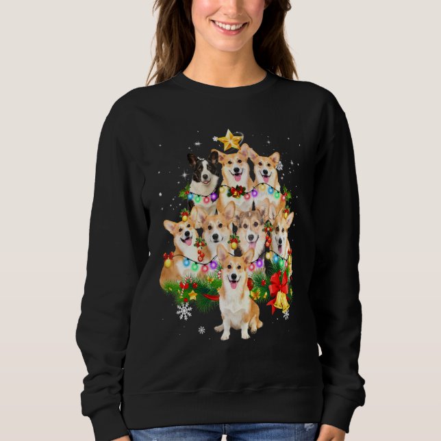 Pembroke Welsh Corgi Christmas Dog Tree Lights Paj Sweatshirt (Vorderseite)