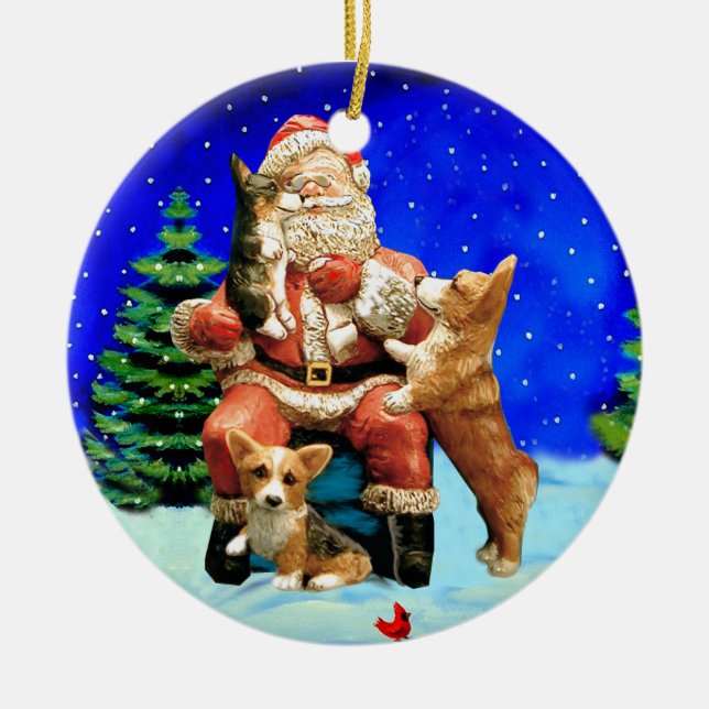 Pembroke Welsh Corgi Circle Ornament (Vorne)