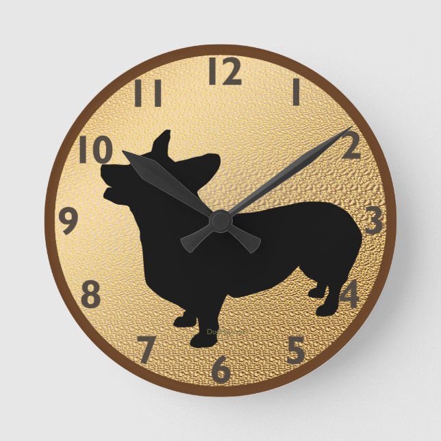 Pembroke Welsh Corgi Clock Runde Wanduhr (Vorderseite)