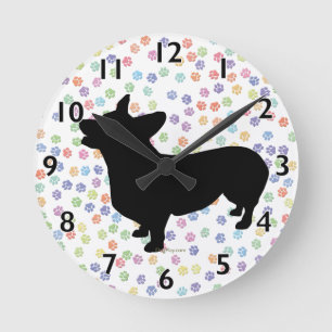 Pembroke Welsh Corgi Clock Runde Wanduhr
