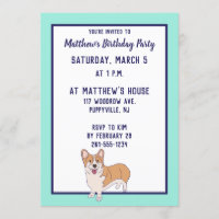 Pembroke Welsh Corgi Custom Party Invites