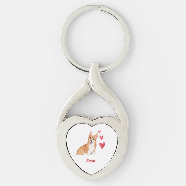 Pembroke Welsh Corgi Dog Individuelle Name Schlüsselanhänger (Vorderseite)