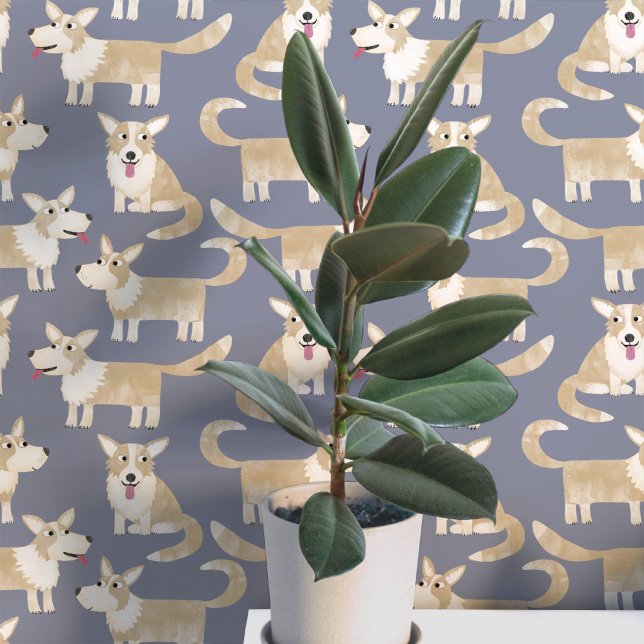 Pembroke Welsh Corgi Dog Pattern Tapete (Fun corgi dog peel and stick wallpaper)