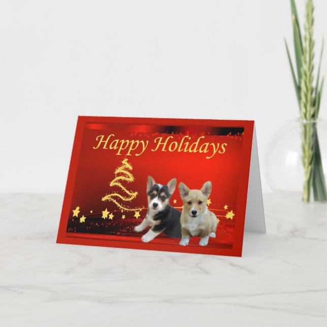 Pembroke Welsh Corgi - Étoiles de cartes de Noël (Devant)