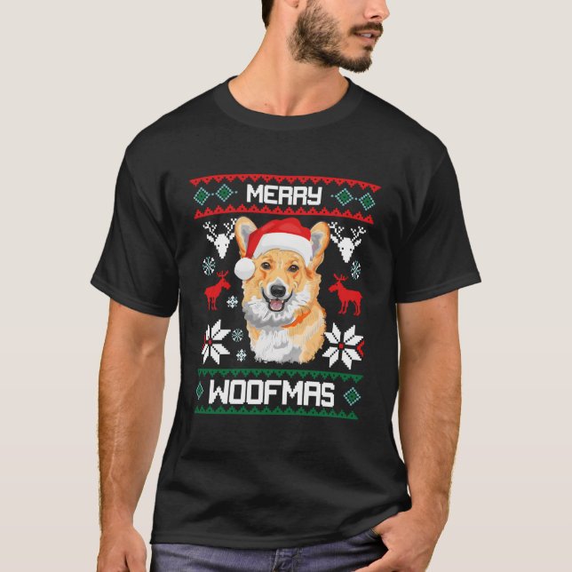 Pembroke Welsh Corgi Geschenk für fröhliches Weihn T-Shirt (Vorderseite)