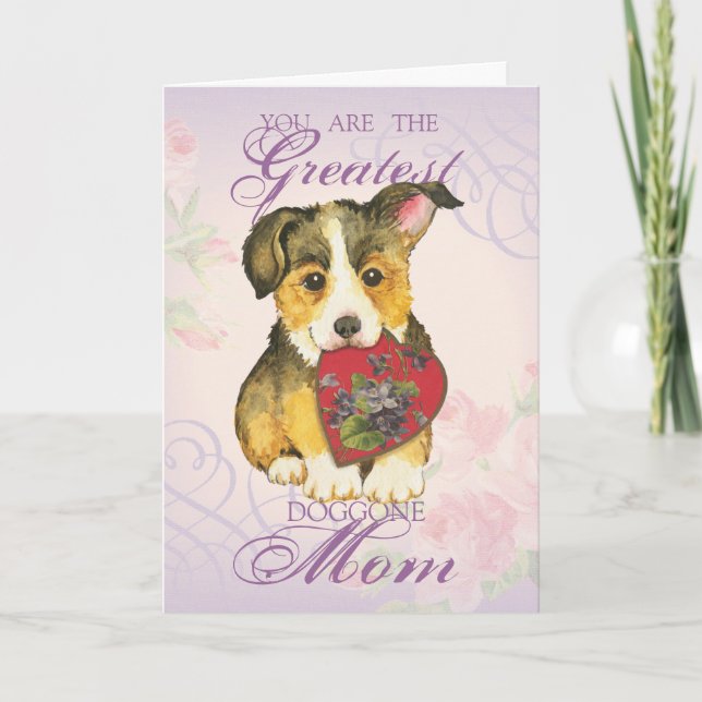 Pembroke Welsh Corgi Heart Mama Karte (Vorderseite)