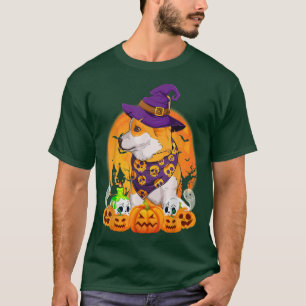 Pembroke Welsh Corgi Hexch Pumpkin Halloween Dog L T-Shirt