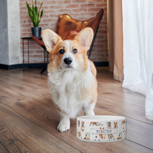 Pembroke Welsh Corgi Hund Aquarell   Monogramm Napf