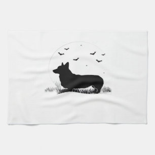 Pembroke Welsh Corgi Hund � Halloween Mond Silhoue Geschirrtuch