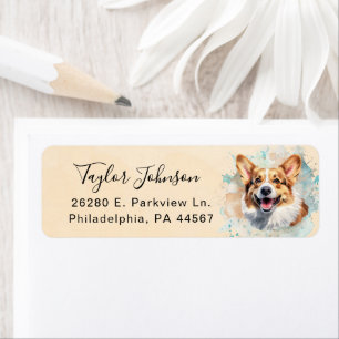 Pembroke Welsh Corgi Hund Rücksende-Adresse Etiket